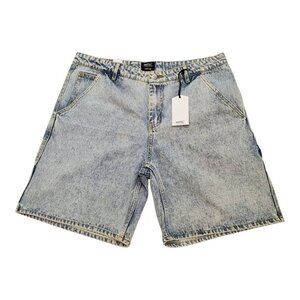 NEW WESC SZ 36/38-(Run large) Denim Carpenter Short Acidwash 100% Cotton Relaxed